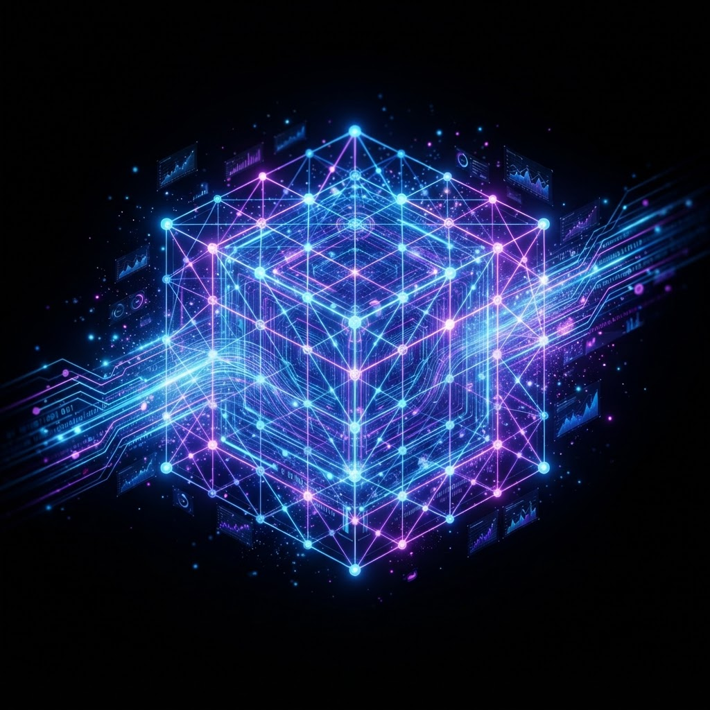 Data and AI network visualization representing DDAT Consulting's deep specialisms